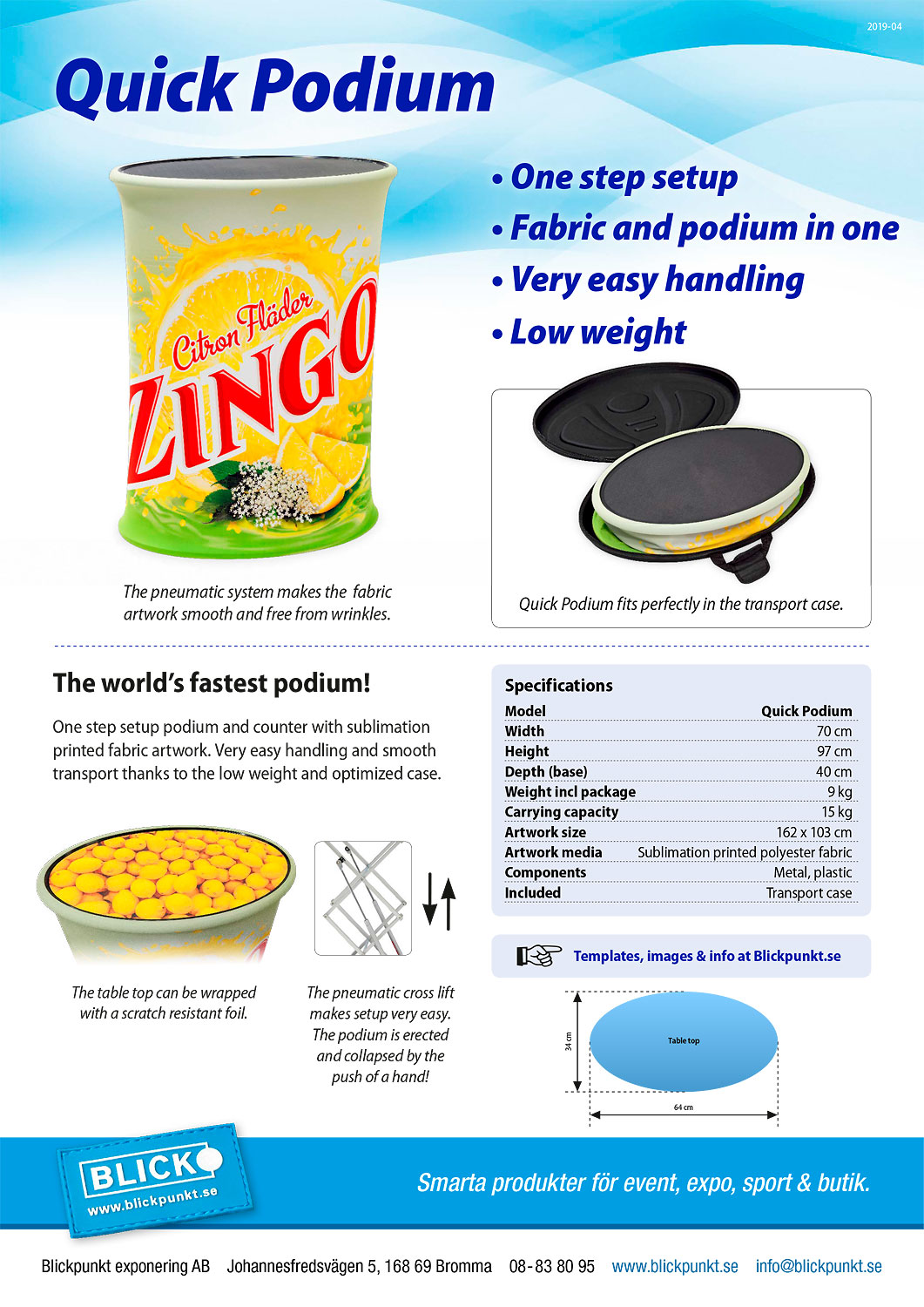 Quick Podium product sheet